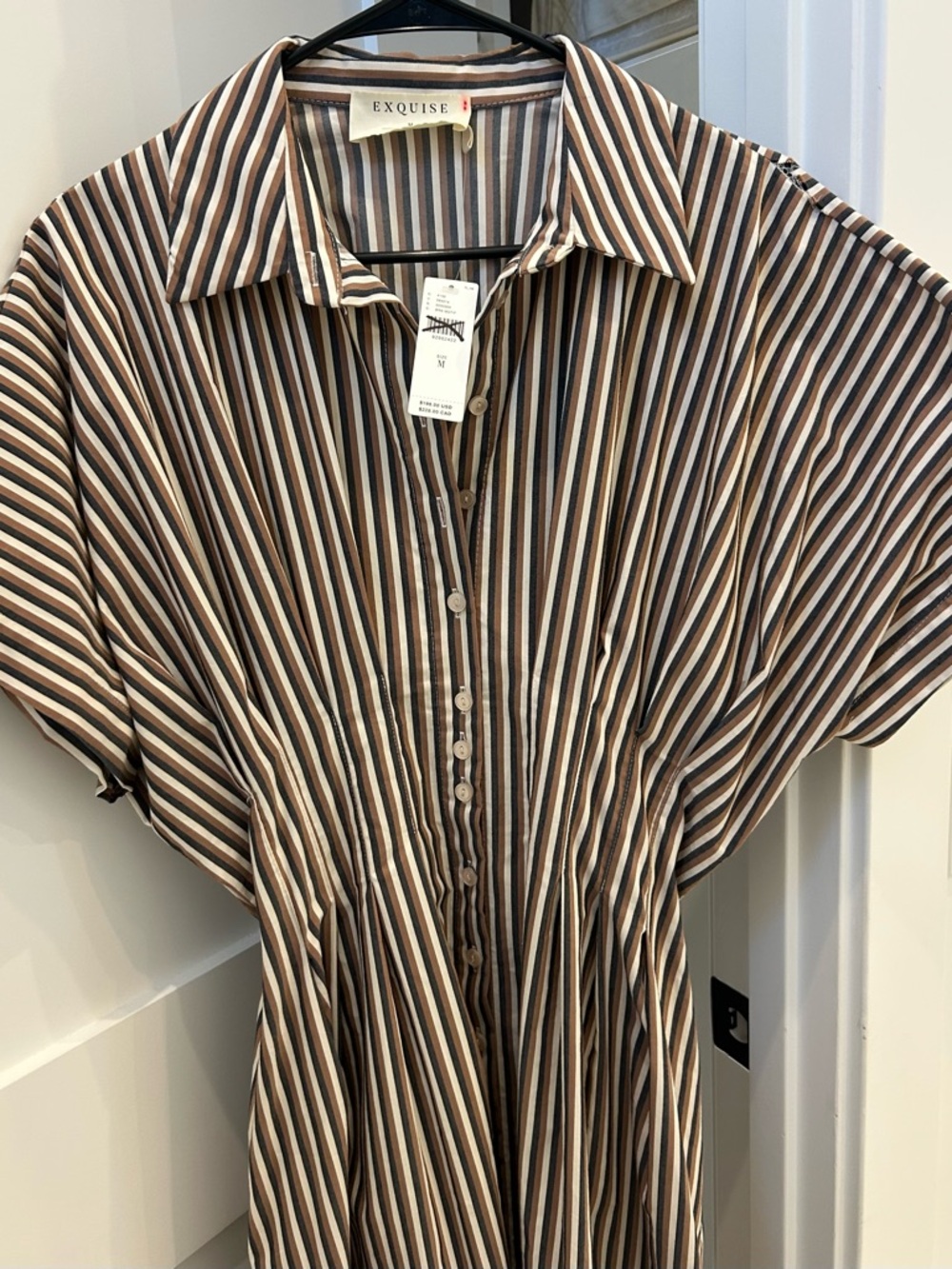 NWT Anthropologie Exquise Tobie midi dress Neutral tones size M READ - Picture 5 of 7